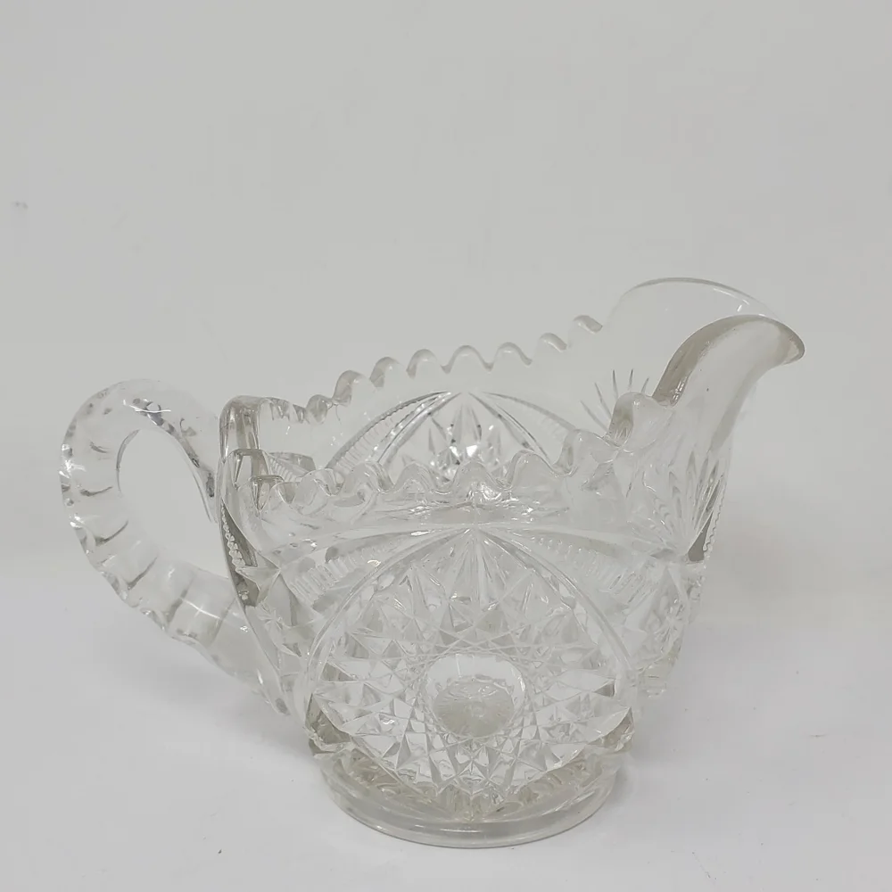 Vintage Cut Crystal Fancy spouted creamer dish 4